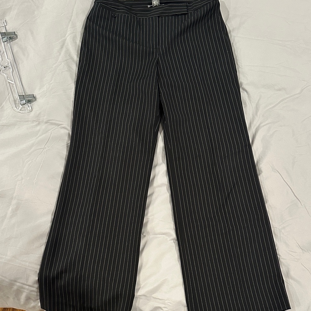 Ann Taylor Factory Black Pinstripe Wide Leg Pants